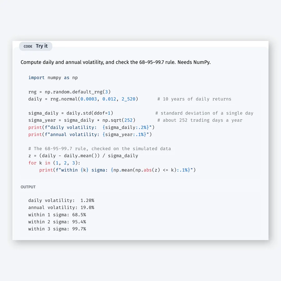 A Try it box with a short Python program and its printed output
